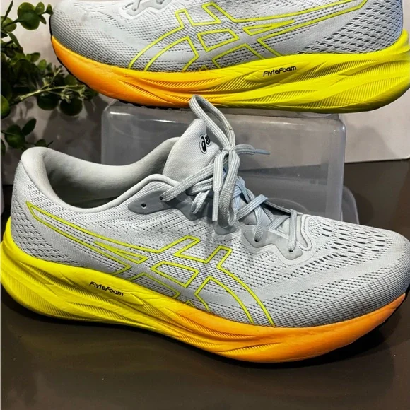Asics Gray and Yellow Athletic Shoes - Picture 4 of 12